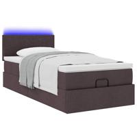 Ottoman bed met matras en LED's 120x200 cm stof donkerbruin - thumbnail
