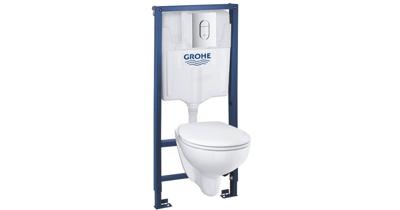 Grohe Solido Compact toiletset wit met Grohe reservoir en Arena Cosmopolitan bedieningspaneel chroom