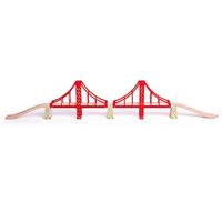 Bigjigs houten rails - dubbele hangbrug, 7dlg. - thumbnail