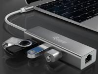 Equip 133481 usb-c to 3-port usb 3.0 hub with gigabit adapter - thumbnail