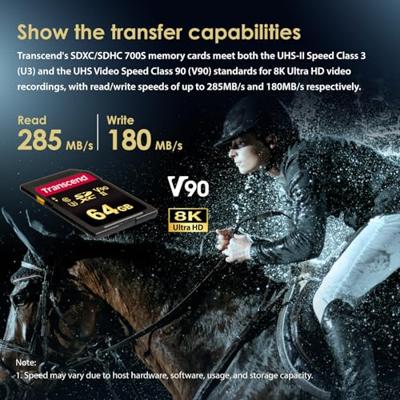 Transcend Premium 700S SDXC-kaart 64 GB Class 10, UHS-II, UHS-Class 3, v90 Video Speed Class Transcend Premium 700S SDXC-kaart 64 GB Class 10, UHS-II, UHS-Class 3, v90 Video Speed Class