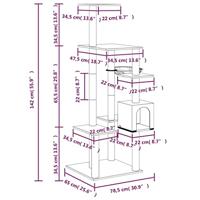 Kattenmeubel met sisal krabpalen 142 cm crmekleurig - thumbnail