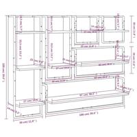 6-delige Wandschappenset met stangen bewerkt hout grijs sonoma - thumbnail