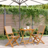 3-delige Bistroset stof en massief hout taupe - thumbnail