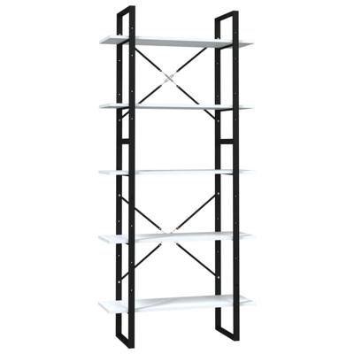 Boekenkast met 5 schappen 80x30x175 cm bewerkt hout wit - thumbnail