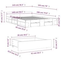 Bedframe met lades bewerkt hout sonoma eikenkleurig 140x190 cm - thumbnail