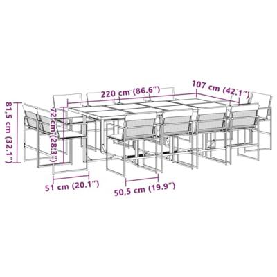 13-delige Tuinset met kussens textileen wit