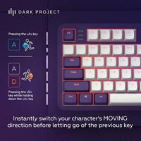 Dark Project Aluminium paars/wit (DE) [ISO] - Mechanisch gaming-toetsenbord, USB-bekabeld, meertalige keycaps, RGB, G3MS saffier, afdichtingshouder, ingevette stabilisatoren, half baluminium, TKL - thumbnail