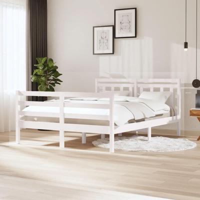 Bedframe massief hout wit 140x200 cm Bedframe massief hout wit 140x200 cm
