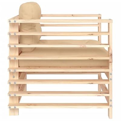 Tuinstoelen 2 st met kussens massief grenenhout