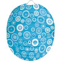 Blauwe Lampion Met Cirkel Figuren (22x23cm) - thumbnail
