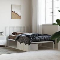 Bedframe met hoofdbord metaal wit 90x190 cm - thumbnail
