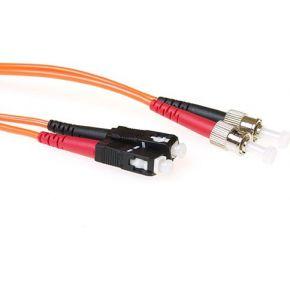 ACT RL2000 Glasvezel Duplex Patchkabel | LSZH | Multimode | 62.5/125 | OM1 |ST en SC Connectoren | 50 cm