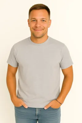 X-Name - Heren T-Shirt - Lichtgrijs - Ronde Hals - Italianstyle