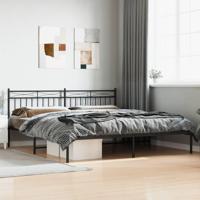 Bedframe met hoofdbord metaal zwart 193x203 cm - thumbnail