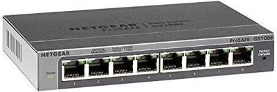 NETGEAR ProSAFE Unmanaged Plus Switch - GS108E - 8 Gigabit Ethernet poorten NETGEAR ProSAFE Unmanaged Plus Switch - GS108E - 8 Gigabit Ethernet poorten