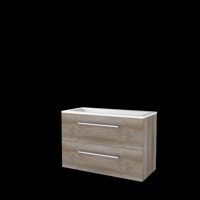 Basic-Line Start 46 Badkamermeubelset - 100 x 46 cm - Met Grepen - 2 Lades - Acryl Wastafel - Zonder Kraangat - Scotch Oak - thumbnail