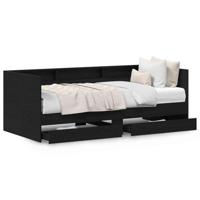 Dagbedframe met lades Zwart eiken 90 x 190 cm Bewerkt hout - thumbnail