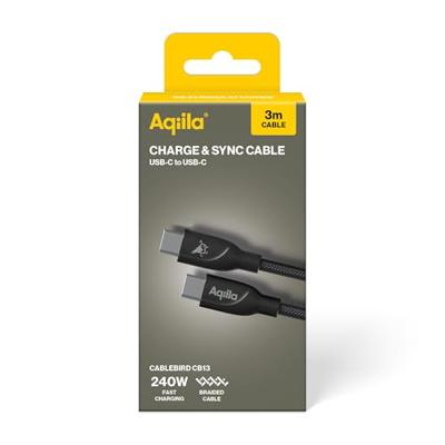 Aqiila AQCBPBICB4BD881 USB-C-kabel USB 2.0 USB-C stekker 3.00 m Zwart