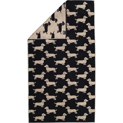 Cawö Cawo We love Dogs gemustert 6246 Badlaken 80x150 schwarz/beige