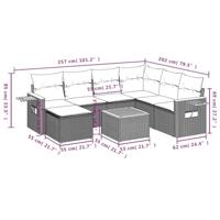 8-delige Loungeset met kussens poly rattan zwart - thumbnail