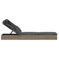 Ligbed met inklapbaar dak 213x63x97 cm poly rattan grijs - thumbnail