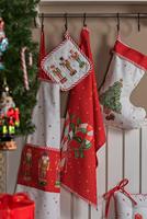 Clayre & Eef Tafelloper Kerst 50x140 cm Wit Rood Katoen Rechthoek - thumbnail