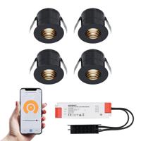 Set van 4 Betty Smart LED Mini Inbouwspots - Veranda spots - 12V 3W 140lm - Dimbaar - Wifi & Bluetooth - 2700K - IP44 waterdicht - Zwart - thumbnail