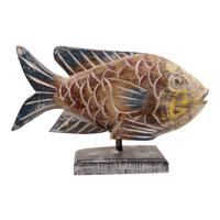 Houten Vis op Standaard (34 x 21 cm) - thumbnail