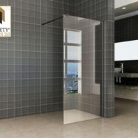 Wiesbaden Graffic Inloopdouche 90x200 cm - Nano Safety Glass - Helder/Mat Zwart - thumbnail