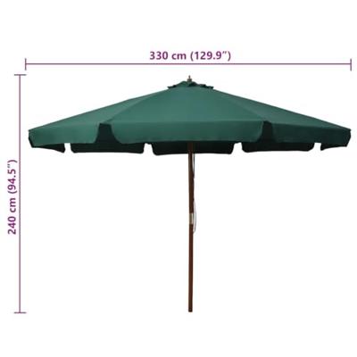 Parasol met houten paal 330 cm groen Parasol met houten paal 330 cm groen