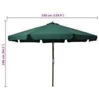 Parasol met houten paal 330 cm groen - thumbnail