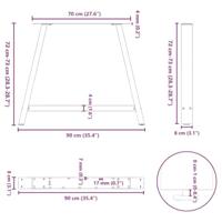 Salontafelpoten 2 st A-vormig 90x(72-73) cm staal - thumbnail