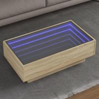 Salontafel met LED 90x50x30 cm bewerkt hout sonoma eikenkleurig - thumbnail
