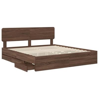 Bedframe met lade Bruine eik 200 x 200 cm Geconstrueerd hout