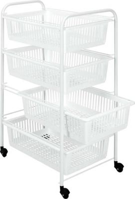 Metaltex Jumbotex Opbergkar met Wielen + 4 Lades 76x46x35 cm Wit/Metaal