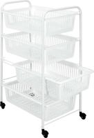 Metaltex Jumbotex Opbergkar met Wielen + 4 Lades 76x46x35 cm Wit/Metaal - thumbnail