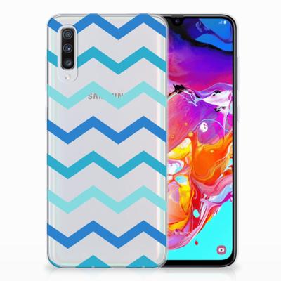 Samsung Galaxy A70 | TPU bumper | Zigzag Blauw