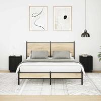 Nachtkastjes met LED-verlichting 2 st 38x34x50 cm zwart - thumbnail