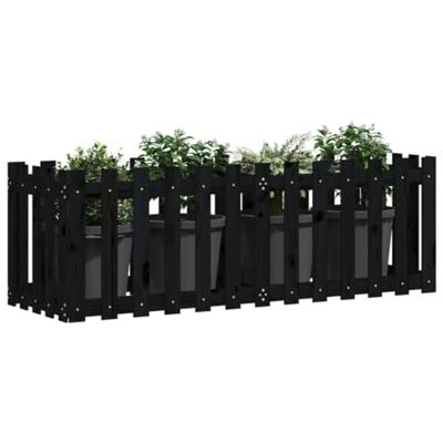 VidaXL Plantenbak verhoogd hekontwerp 150x50x50 cm grenenhout zwart