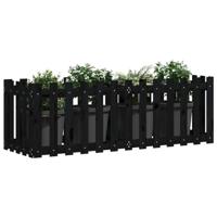Plantenbak verhoogd hekontwerp 150x50x50 cm grenenhout zwart - thumbnail