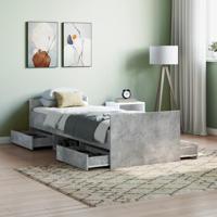 Bedframe met hoofd- en voeteneinde betongrijs 75x190 cm - thumbnail