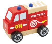 VIGA houten stapelbaar speelgoed voor brandweerwagens, brandweerwagen, afm 13x10x8 cm, 1 stuk - thumbnail