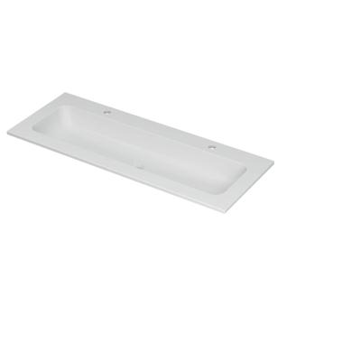 INK Aspekt Wastafel Porselein Centraal met 2 Kraangaten - 1200x450x15 mm - Mat Wit