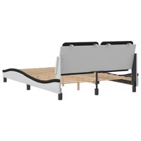 Bedframe met hoofdbord kunstleer zwart en wit 140x200 cm - thumbnail