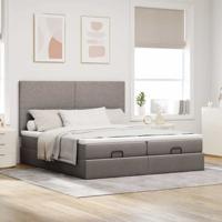 Ottoman bed met matrassen en LED's 180x200cm stof taupe - thumbnail