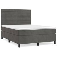 Boxspring met matras fluweel donkergrijs 140x190 cm - thumbnail