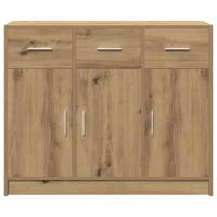 Dressoir 91x28x75 cm bewerkt hout artisanaal eikenkleur - thumbnail