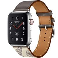 Leren bandje met print - Bruin - Geschikt voor Apple Watch 38mm / 40mm / 41mm / 42mm - thumbnail