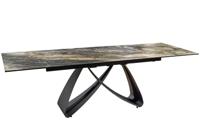 Uitschuifbare eettafel INFINITY 180-260cm taupe keramiek marmer zwart metaal - 45181 - thumbnail